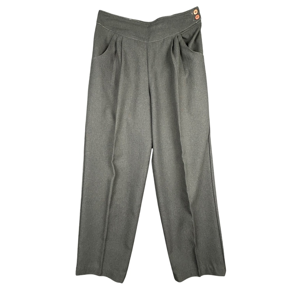 VTG‎ Worthington Pants Womens 10 Grey Wool Blend Pleated High Waist Trousers USA